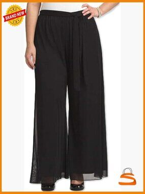 Long Plus Size Elastic Waistband Wide Leg Palazzo Pants